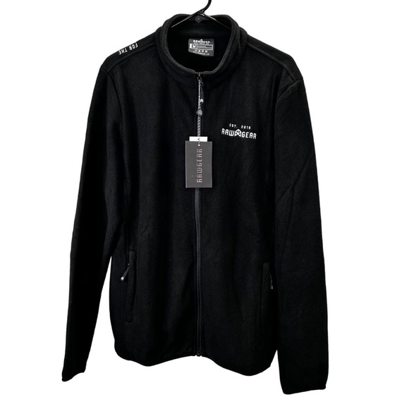 Raw Gear Mens Black Fleece Jacket Full Zip Up Brand New in bag Size: Medium - Picture 3 of 6